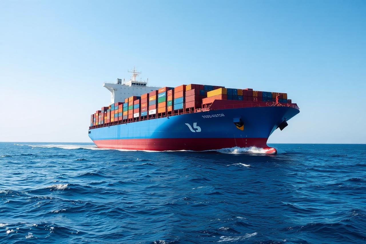 Campus · Dwarka — Merchant ship at sea